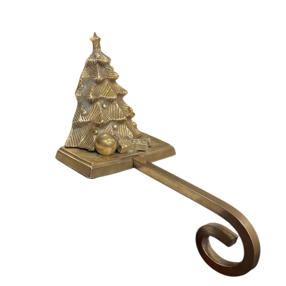 Brass Mantel Hook Stocking Christmas Holiday Tree Long Heavy Traditional Vintage